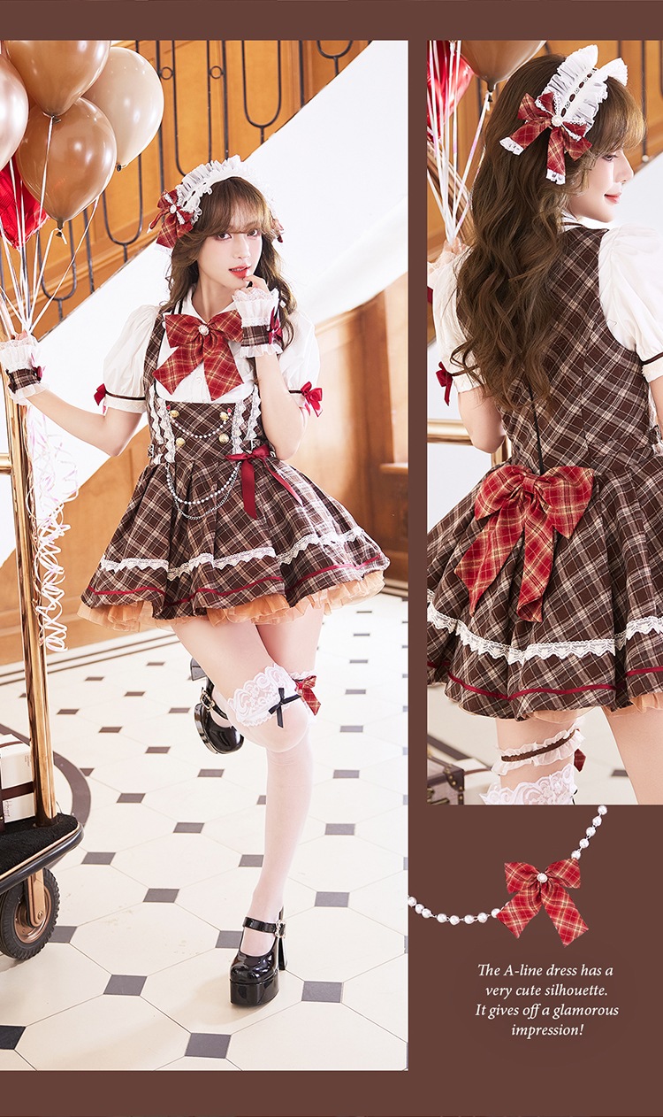 【予約-5月中旬頃より順次発送予定】アンバーチェックドーリーコスチューム《オリジナルコスプレ12点セット》【Malymoon/マリームーン】【CS26025】