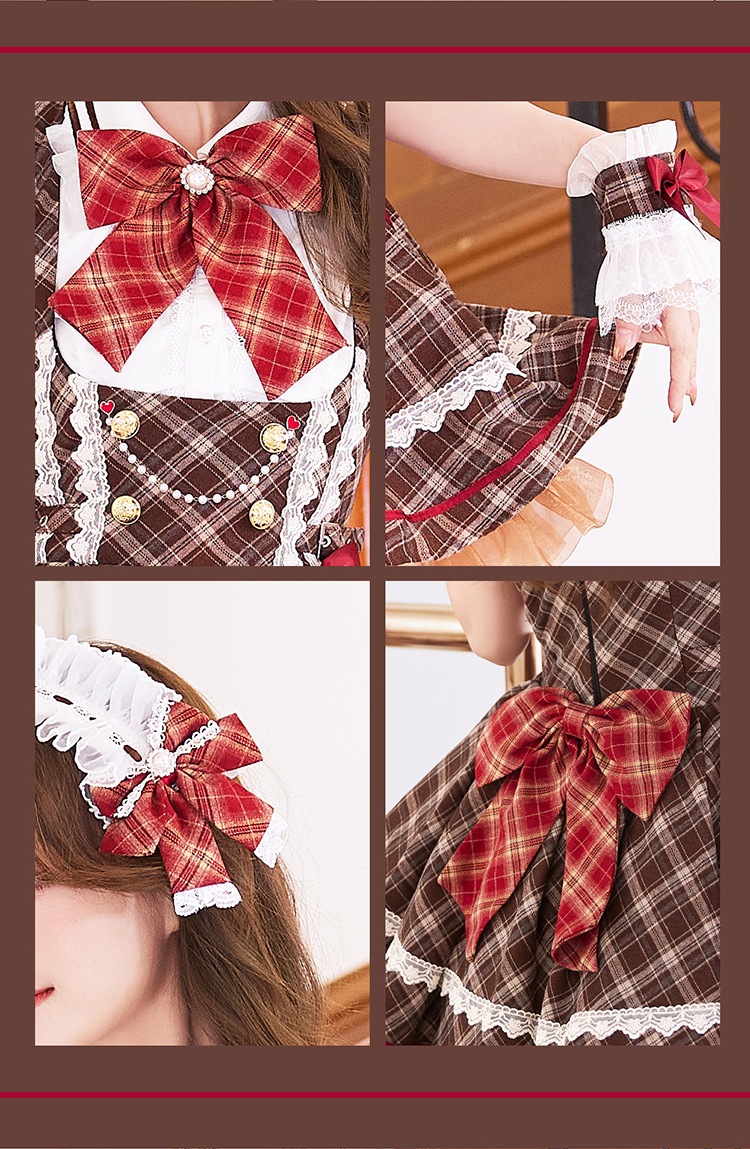 【予約-5月中旬頃より順次発送予定】アンバーチェックドーリーコスチューム《オリジナルコスプレ12点セット》【Malymoon/マリームーン】【CS26025】