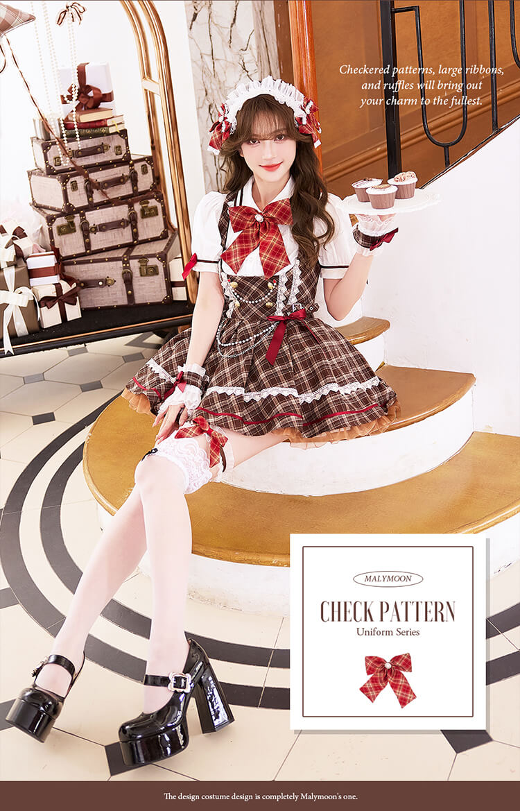 【予約-5月中旬頃より順次発送予定】アンバーチェックドーリーコスチューム《オリジナルコスプレ12点セット》【Malymoon/マリームーン】【CS26025】