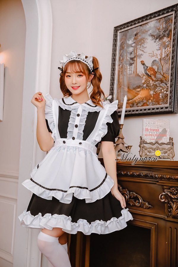 【取り寄せ】【レビュー投稿で白ニーハイプレゼント】完全受注オーダー高級メイド服《かわいいコスプレ4点セット》【odr8122】