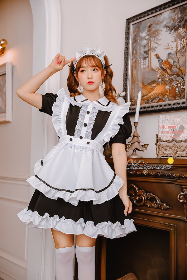【取り寄せ】【レビュー投稿で白ニーハイプレゼント】完全受注オーダー高級メイド服《かわいいコスプレ4点セット》【odr8122】