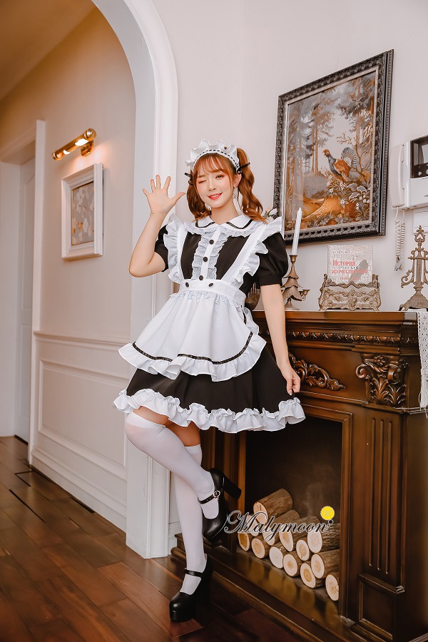 【取り寄せ】【レビュー投稿で白ニーハイプレゼント】完全受注オーダー高級メイド服《かわいいコスプレ4点セット》【odr8122】