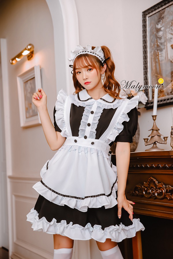 【取り寄せ】【レビュー投稿で白ニーハイプレゼント】完全受注オーダー高級メイド服《かわいいコスプレ4点セット》【odr8122】