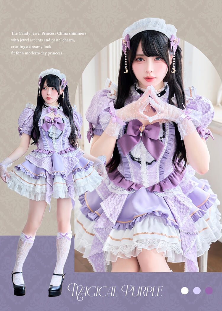 【一部予約】【Mumei着用】-魔法少女-ダマスクローズマジカルプリンセス《ハロウィンコスプレ7点セット》【Malymoon/マリームーン】【CS25102】