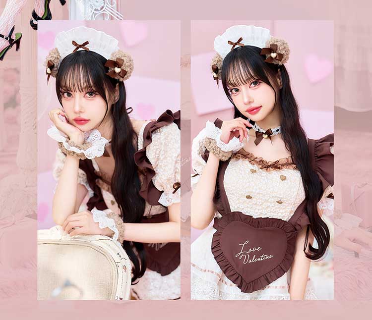 【即日発送】【中村里砂着用】ラテフロマージュベアメイド《バレンタインコスプレ10点セット》【Malymoon/マリームーン】【CS25159】