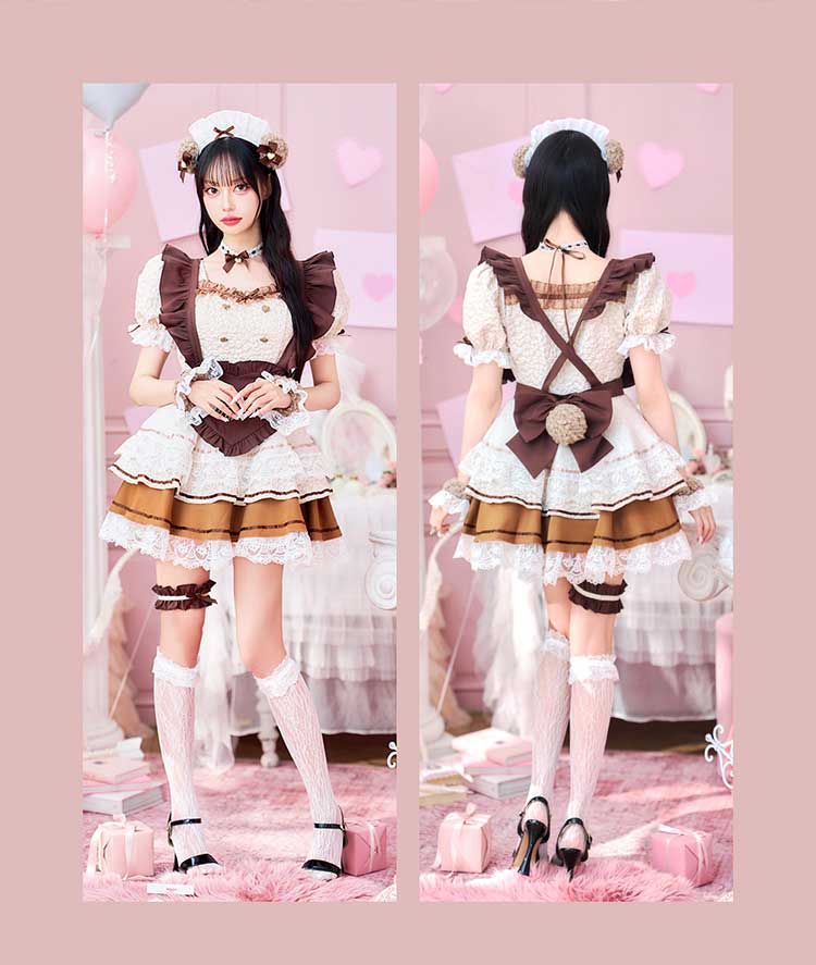 【即日発送】【中村里砂着用】ラテフロマージュベアメイド《バレンタインコスプレ10点セット》【Malymoon/マリームーン】【CS25159】