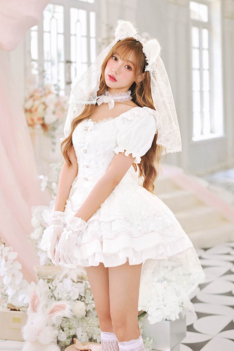 【即日発送】ホワイトヴェールキャットブライド《オリジナルコスプレ11点セット》【Malymoon/マリームーン】【CS26039】