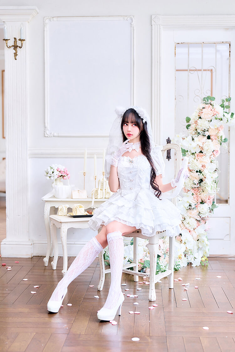 【予約】【中村里砂着用】ホワイトヴェールキャットブライド《オリジナルコスプレ11点セット》【Malymoon/マリームーン】【CS26039】