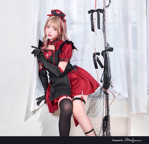 【即日発送】ブラックデビルハーネスナース《ハロウィンコスプレ9点セット》【Malymoon/マリームーン】【9773-5】