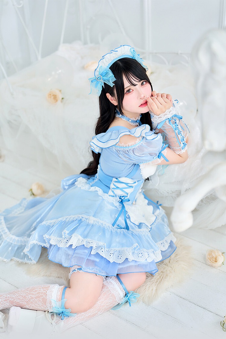 【ピンク/ライトブルーは予約】【Mumei着用】-魔法少女-トゥインクルシフォンキャンディメイド《ハロウィンコスプレ11点セット》【Malymoon/マリームーン】【CS25109】