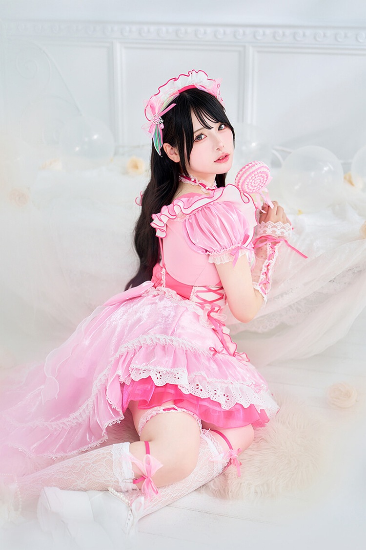 【ピンク/ライトブルーは予約】【Mumei着用】-魔法少女-トゥインクルシフォンキャンディメイド《ハロウィンコスプレ11点セット》【Malymoon/マリームーン】【CS25109】