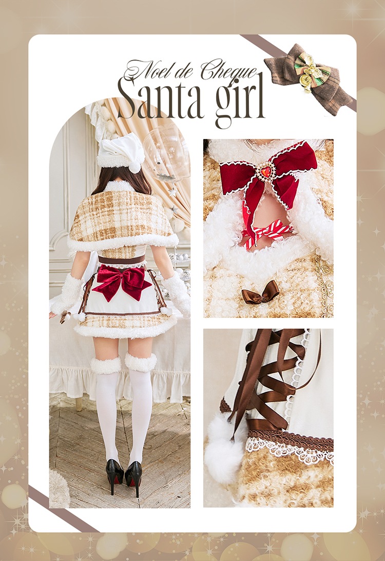 【即日発送】【中村里砂&藤咲凪着用】ノエルドチェックケープサンタ《クリスマスコスプレ9点セット》【Malymoon/マリームーン】【CS25080】