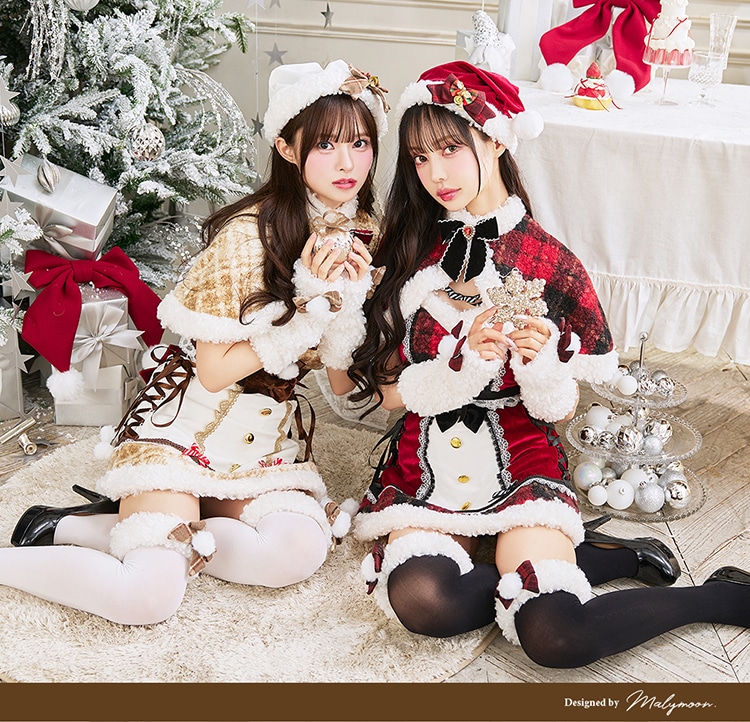 【即日発送】【中村里砂&藤咲凪着用】ノエルドチェックケープサンタ《クリスマスコスプレ9点セット》【Malymoon/マリームーン】【CS25080】