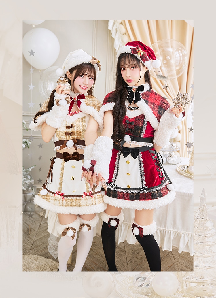 【即日発送】【中村里砂&藤咲凪着用】ノエルドチェックケープサンタ《クリスマスコスプレ9点セット》【Malymoon/マリームーン】【CS25080】