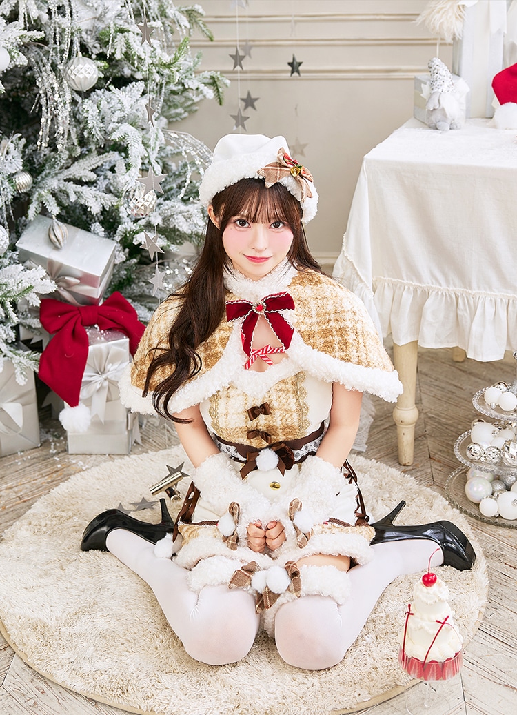 【即日発送】【中村里砂&藤咲凪着用】ノエルドチェックケープサンタ《クリスマスコスプレ9点セット》【Malymoon/マリームーン】【CS25080】