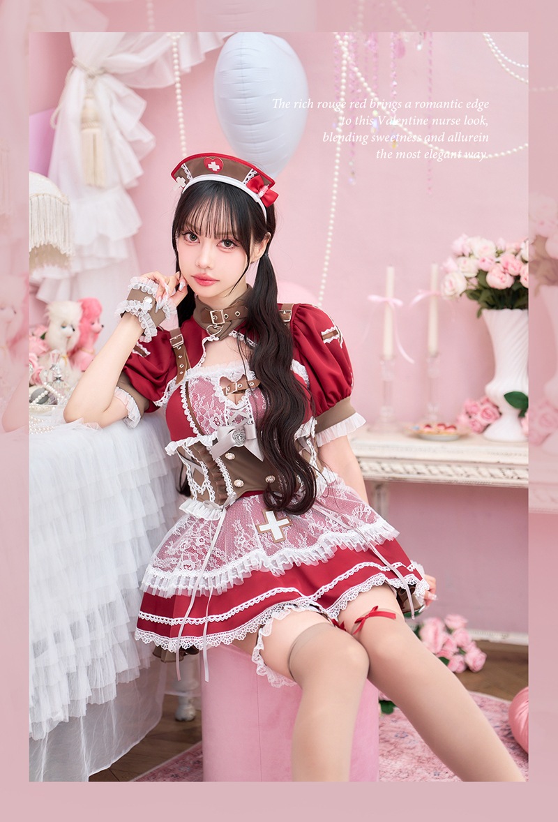 【即日発送】【中村里砂着用】ラブキュアショコラベリーナース《バレンタインコスプレ7点セット》【Malymoon/マリームーン】【CS25171】