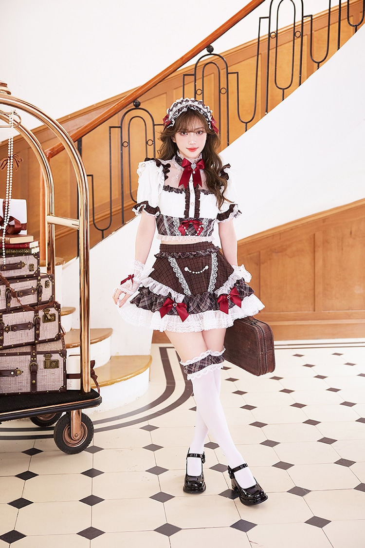 【予約-5月中旬頃より順次発送予定】アンティークチェックレースコスチューム《オリジナルコスプレ10点セット》【Malymoon/マリームーン】【CS26027】