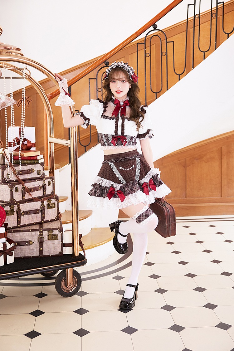 【予約-5月中旬頃より順次発送予定】アンティークチェックレースコスチューム《オリジナルコスプレ10点セット》【Malymoon/マリームーン】【CS26027】