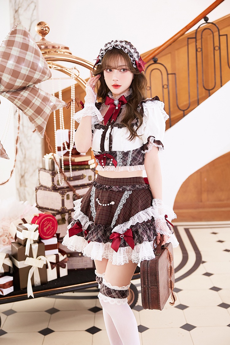 【予約-5月中旬頃より順次発送予定】アンティークチェックレースコスチューム《オリジナルコスプレ10点セット》【Malymoon/マリームーン】【CS26027】