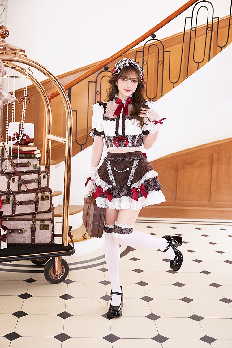 【予約-5月中旬頃より順次発送予定】アンティークチェックレースコスチューム《オリジナルコスプレ10点セット》【Malymoon/マリームーン】【CS26027】