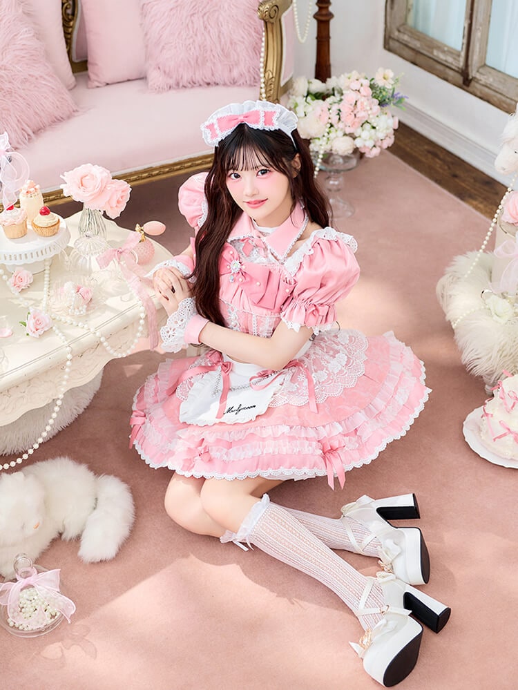【即日発送】【iLiFE!真守みゅう着用】グロウパールブルームメイド《ハロウィンコスプレ12点セット》【Malymoon/マリームーン】【CS26059-4】