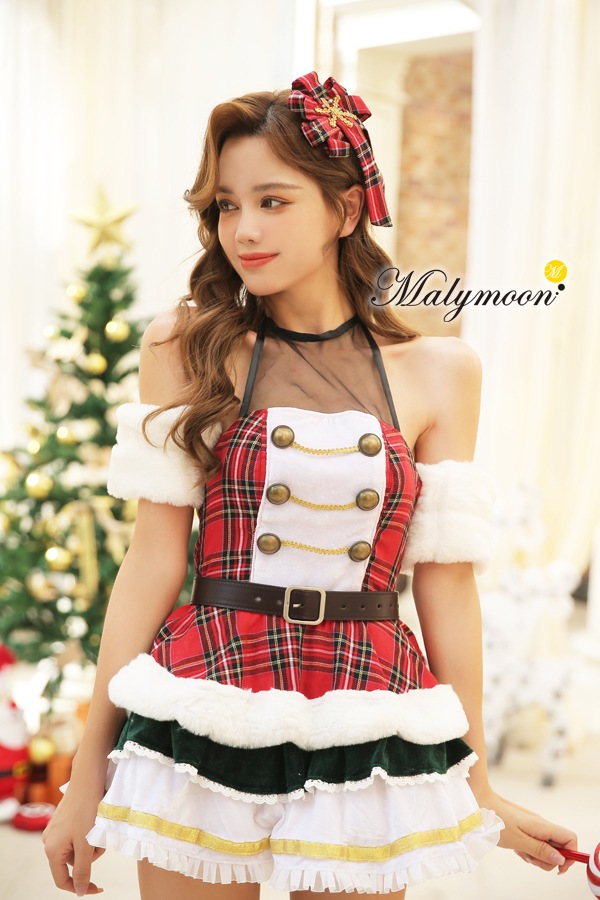 チェック柄サンタクロース《クリスマスコスプレ5点セット》『Malymoonデザインコンテストグランプリ受賞作品』【Malymoon/マリームーン】【9720】