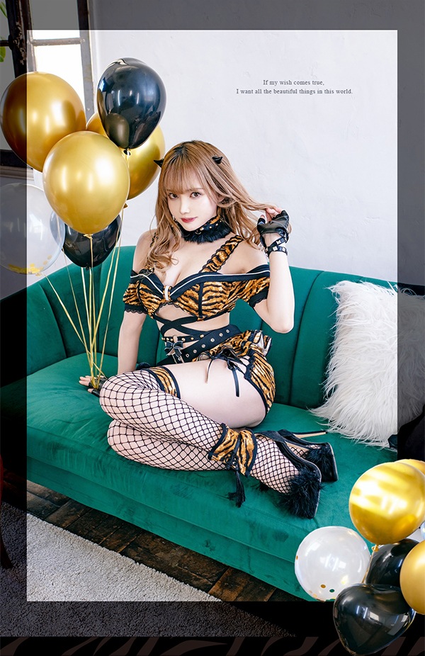 【即日発送】2カラータイト鬼コスチューム《ハロウィンコスプレ9点セット》【Malymoon/マリームーン】【9658】