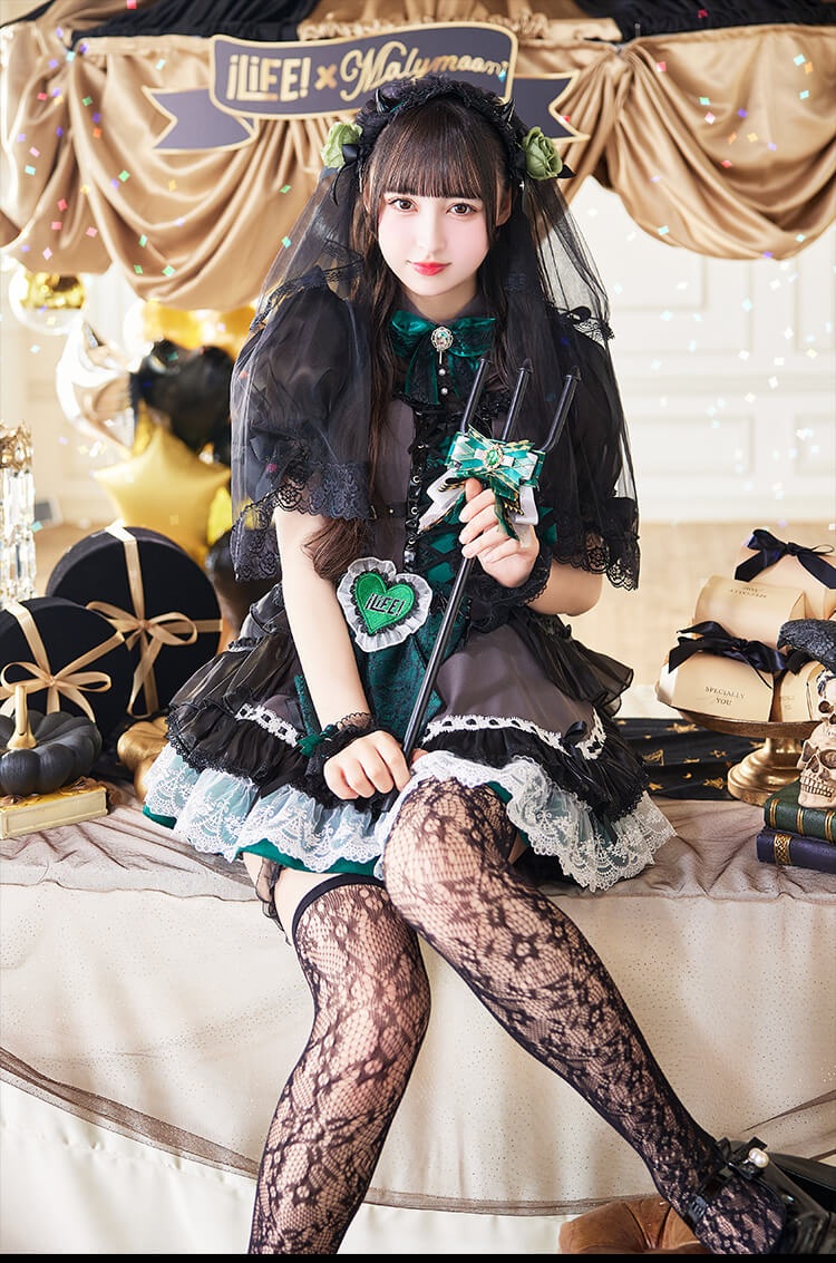 【即日発送】【iLiFE!×Malymoonスペシャルコラボ】アンデッドプリンセスレースブライズ《ハロウィンコスプレ12点セット》【Malymoon/マリームーン】【CS25043】