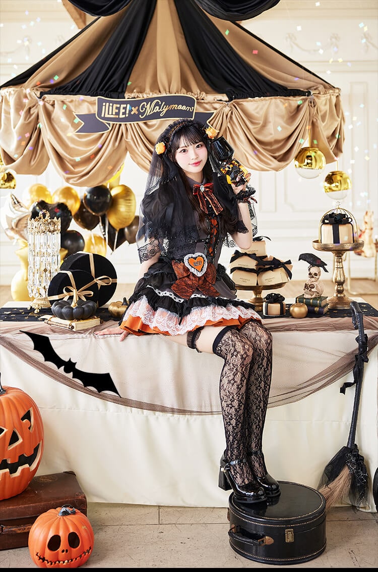【即日発送】【iLiFE!×Malymoonスペシャルコラボ】アンデッドプリンセスレースブライズ《ハロウィンコスプレ12点セット》【Malymoon/マリームーン】【CS25043】