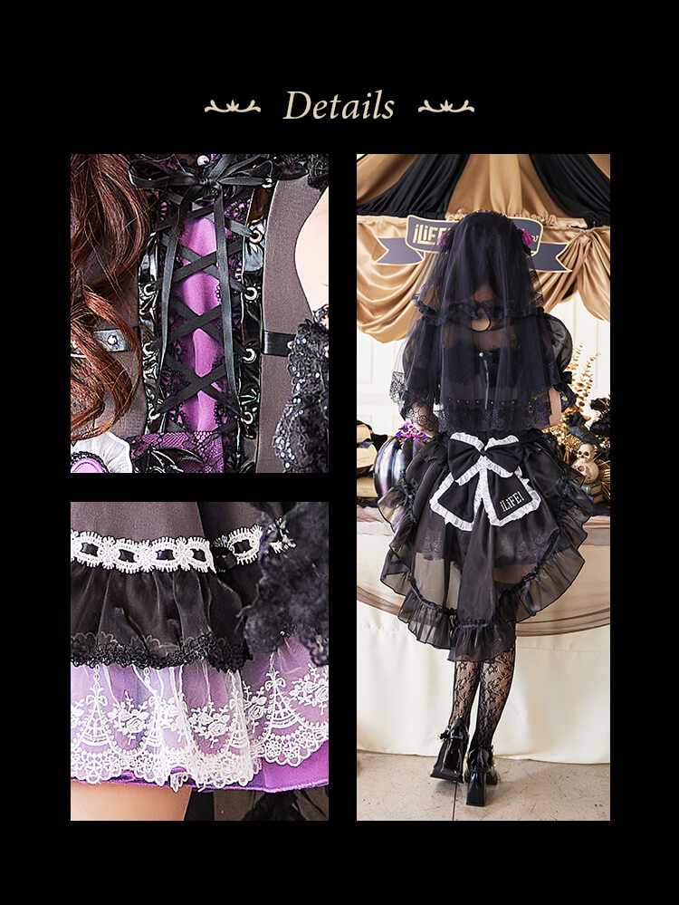 【即日発送】【iLiFE!×Malymoonスペシャルコラボ】アンデッドプリンセスレースブライズ《ハロウィンコスプレ12点セット》【Malymoon/マリームーン】【CS25043】