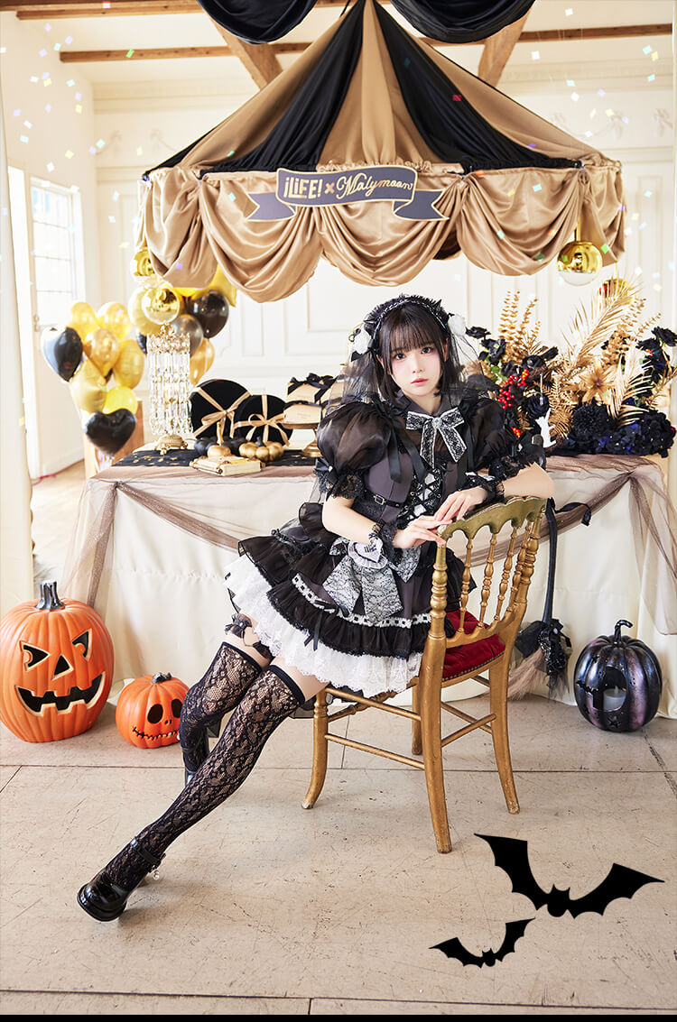 【即日発送】【iLiFE!×Malymoonスペシャルコラボ】アンデッドプリンセスレースブライズ《ハロウィンコスプレ12点セット》【Malymoon/マリームーン】【CS25043】