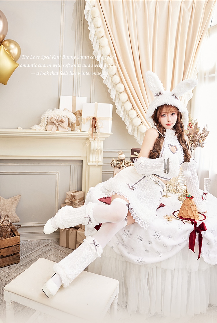 【予約-11月中旬頃より順次発送予定】ラブスペルニットバニーサンタ《クリスマスコスプレ7点セット》【Malymoon/マリームーン】【CS25084】