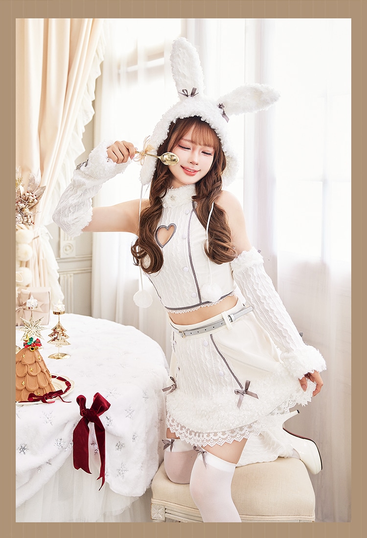 【予約-11月中旬頃より順次発送予定】ラブスペルニットバニーサンタ《クリスマスコスプレ7点セット》【Malymoon/マリームーン】【CS25084】