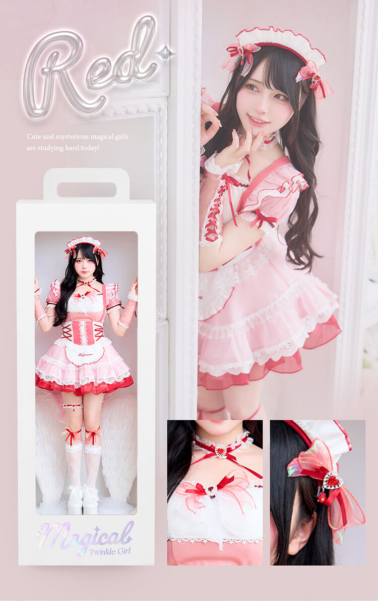 【即日発送】【Mumei着用】-魔法少女-トゥインクルシフォンキャンディメイド《ハロウィンコスプレ11点セット》【Malymoon/マリームーン】【CS25109-2】