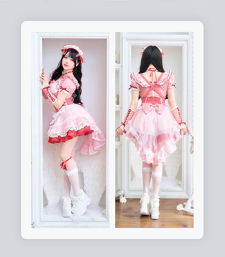 【即日発送】【Mumei着用】-魔法少女-トゥインクルシフォンキャンディメイド《ハロウィンコスプレ11点セット》【Malymoon/マリームーン】【CS25109-2】