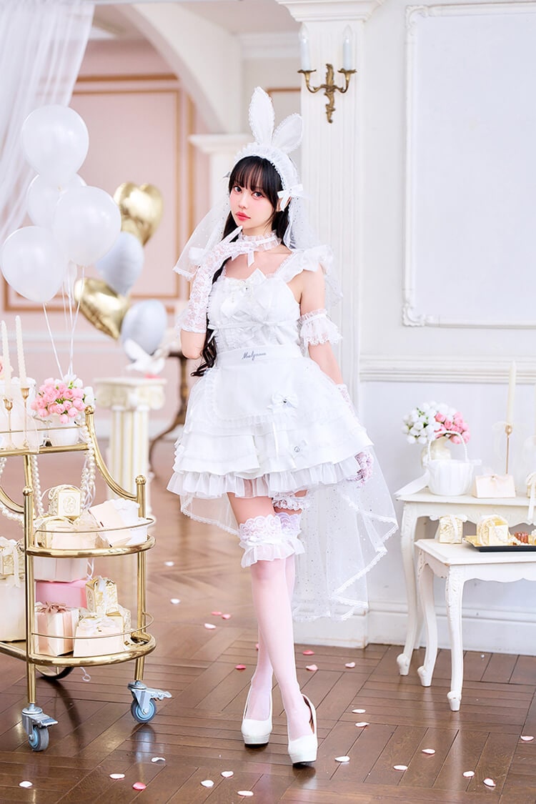 【予約-6月中旬頃より順次発送予定】【中村里砂着用】ホワイトピュアヴェールリボンバニー《オリジナルコスプレ13点セット》【Malymoon/マリームーン】【CS26046】