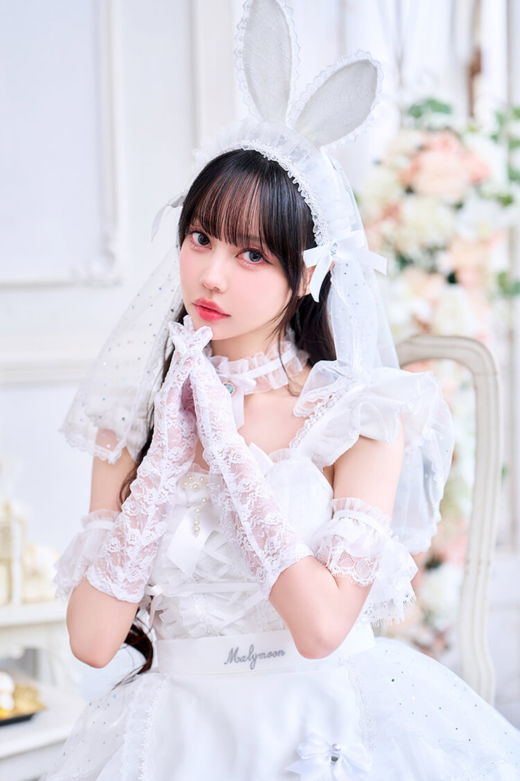 【予約-6月中旬頃より順次発送予定】【中村里砂着用】ホワイトピュアヴェールリボンバニー《オリジナルコスプレ13点セット》【Malymoon/マリームーン】【CS26046】