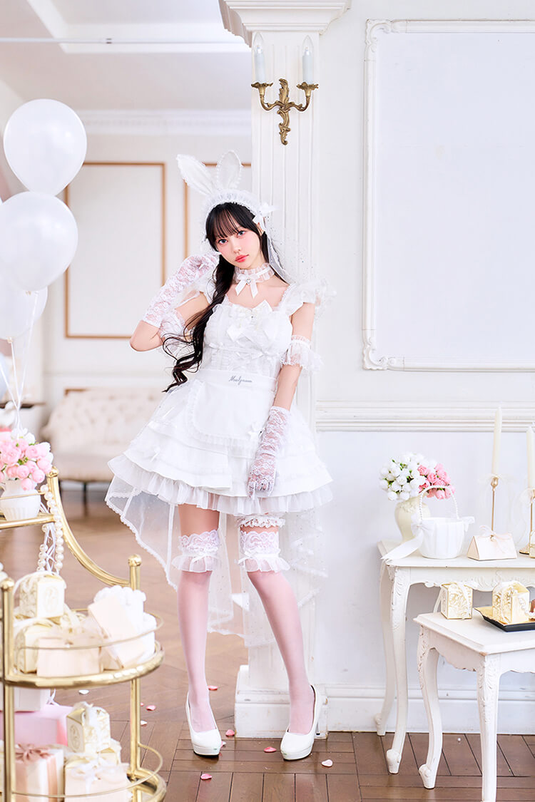 【予約-6月中旬頃より順次発送予定】【中村里砂着用】ホワイトピュアヴェールリボンバニー《オリジナルコスプレ13点セット》【Malymoon/マリームーン】【CS26046】