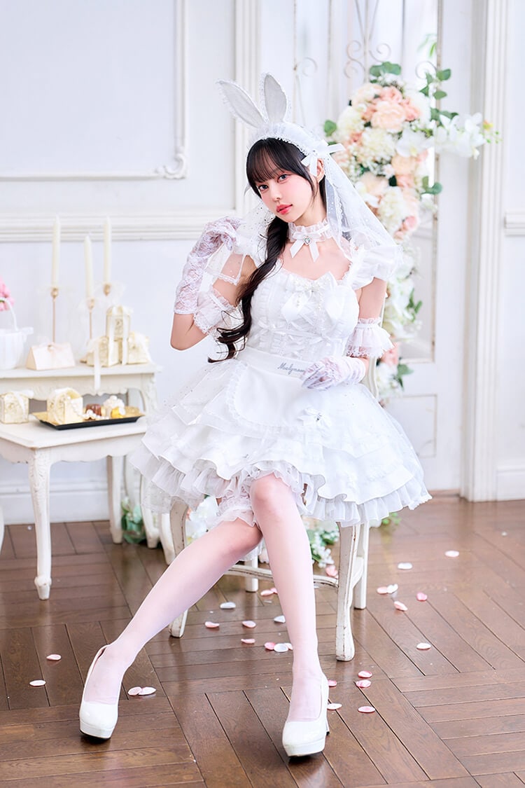 【予約-6月中旬頃より順次発送予定】【中村里砂着用】ホワイトピュアヴェールリボンバニー《オリジナルコスプレ13点セット》【Malymoon/マリームーン】【CS26046】