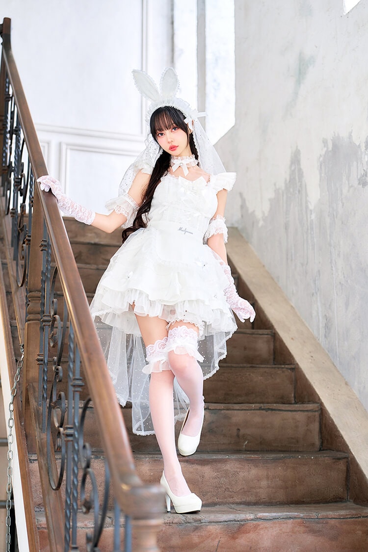 【予約-6月中旬頃より順次発送予定】【中村里砂着用】ホワイトピュアヴェールリボンバニー《オリジナルコスプレ13点セット》【Malymoon/マリームーン】【CS26046】