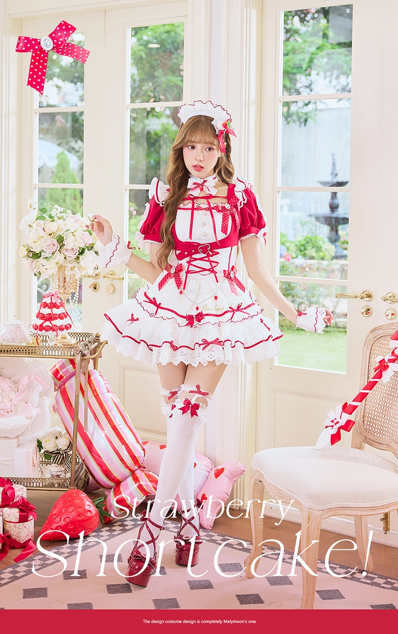 【予約-10月12日頃より順次発送予定】【沖縄コレクション着用】ショートケーキメイド《ハロウィンコスプレ12点セット》【Malymoon/マリームーン】【CS26106】