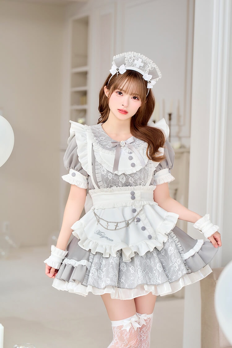 【即日発送】【藤咲凪着用】ロザリオレースシスターメイド《ハロウィンコスプレ10点セット》【Malymoon/マリームーン】【CS26140】