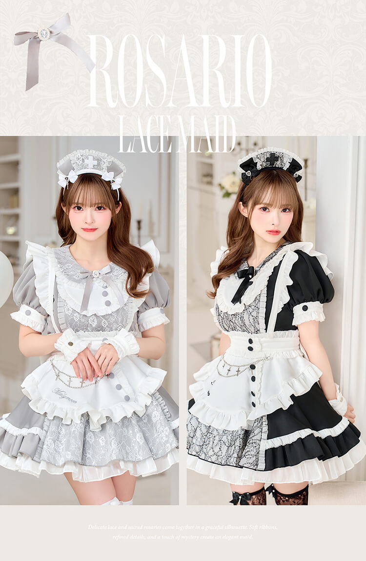 【即日発送】【藤咲凪着用】ロザリオレースシスターメイド《ハロウィンコスプレ10点セット》【Malymoon/マリームーン】【CS26140】