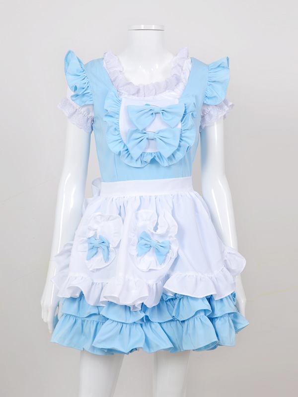 【取り寄せ】【レビュー投稿で白ニーハイプレゼント】完全受注オーダー高級メイド服《かわいいコスプレ8点セット》【odr8126】