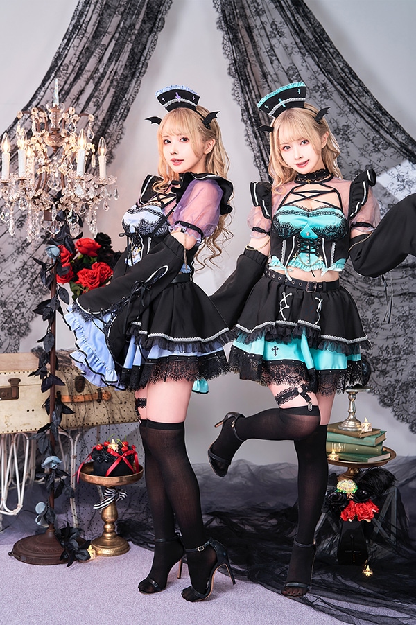 【即日発送】ゴシカルクールミントサキュバスドレス《オリジナルコスプレ9点セット》【Malymoon/マリームーン】【10082】