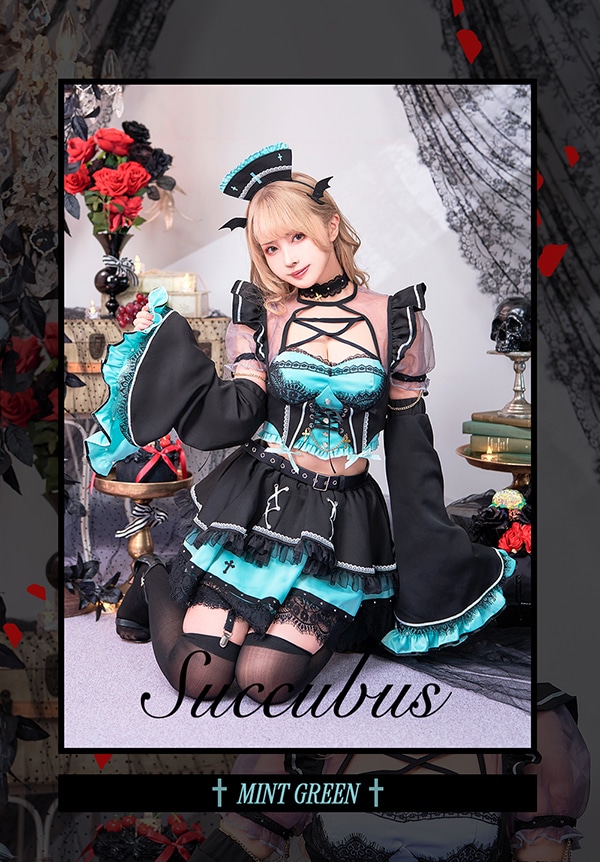 【即日発送】ゴシカルクールミントサキュバスドレス《オリジナルコスプレ9点セット》【Malymoon/マリームーン】【10082】