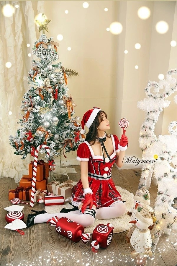 【※訳あり品※】【即納】パフスリーブサンタ《クリスマスコスプレ8点セット》【Malymoon/マリームーン】【s9603】