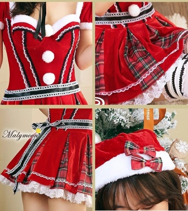 【※訳あり品※】【即納】パフスリーブサンタ《クリスマスコスプレ8点セット》【Malymoon/マリームーン】【s9603】