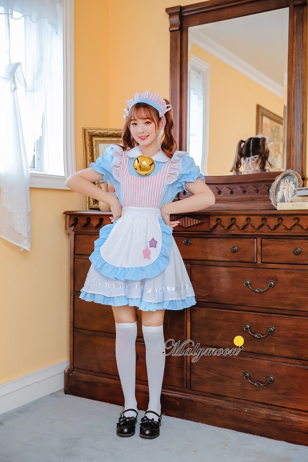 【取り寄せ】【レビュー投稿で白ニーハイプレゼント】完全受注オーダー高級メイド服《かわいいコスプレ4点セット》【odr8127】