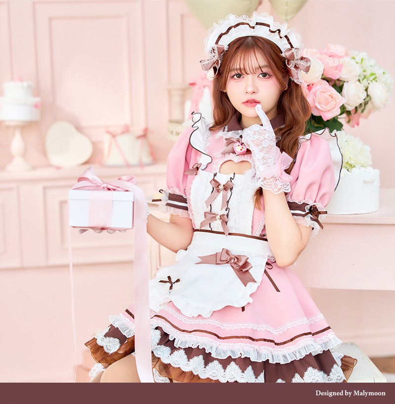 【即日発送】【景井ひな着用】ハートインメルティリボンメイド《バレンタインコスプレ10点セット》【Malymoon/マリームーン】【CS25151】